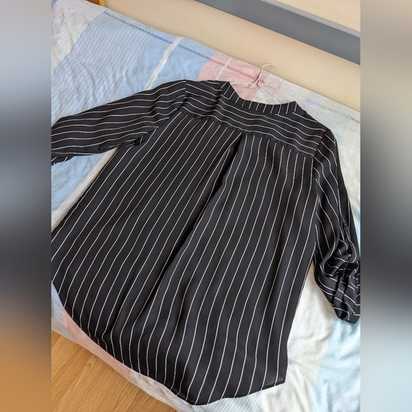 Black and White Striped Women's Blouse - Picture 7 of 7